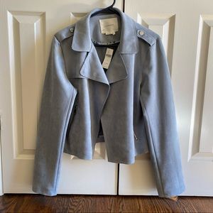 Size L light blue moto jacket. Brand new!